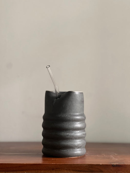 Charcoal Satin Straw Cup